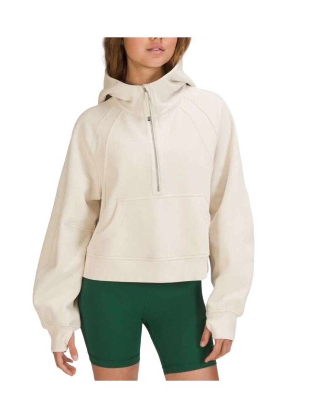 Lululemon Scuba Oversized Half Zip Womens Size 6 White Opal Gold Logo Hoodie